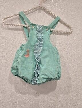 Vintage Toddle Time mint green baby bubble romper Diaper Cover Size 1